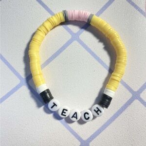Pencil Shaped Yellow Beaded 'Teach' Bracelet